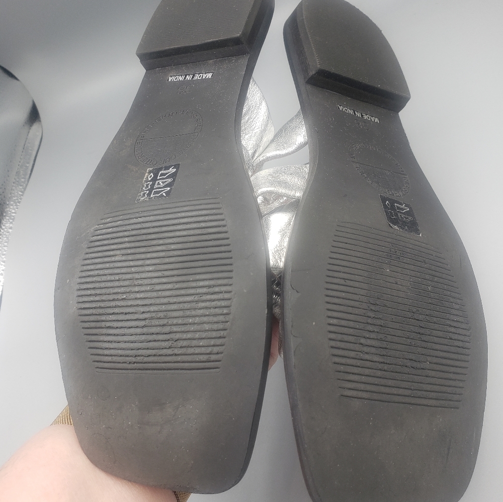This is Our Other Line Metallic Silver Slip on Sandals - Picture 8 of 9
